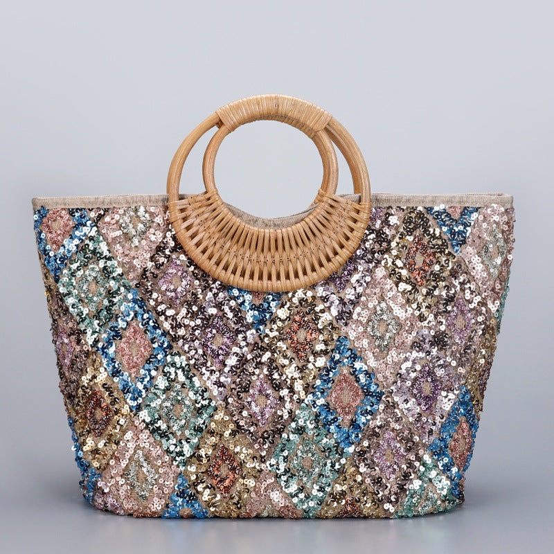 Women's Straw High-grade Niche Embroidered Large Capacity Tote Bags