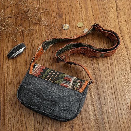 Women's Retro Ethnic Style Embroidered Design Canvas Crossbody Bags