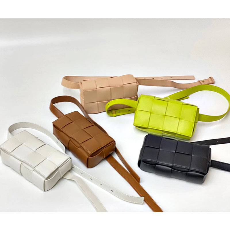 Authentic Leather Weave Female One Gold Bags