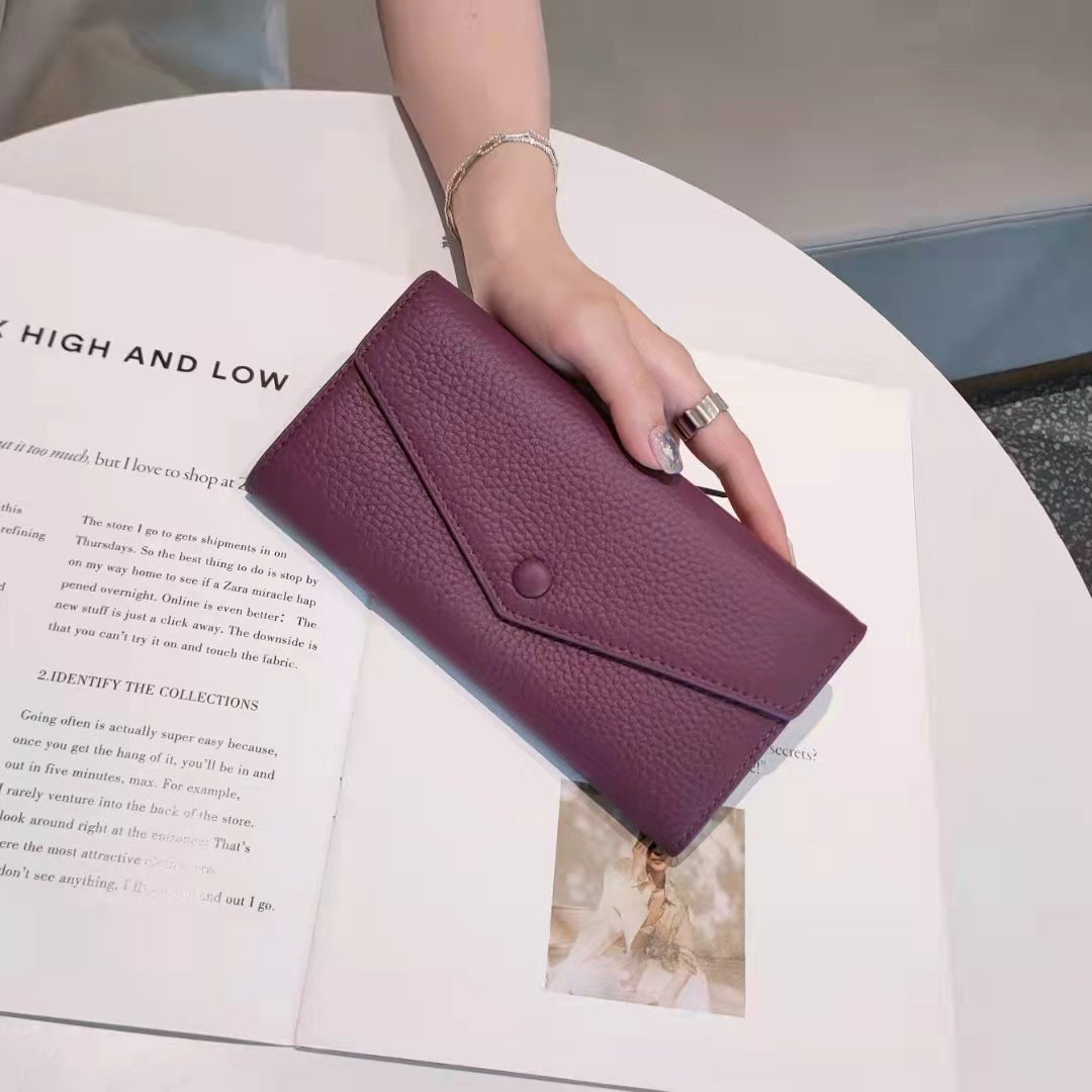 Trendy Attractive Cowhide Multiple Slots Zipper Handbags