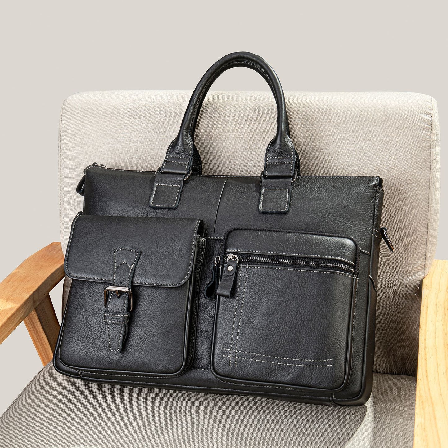 Men's Leather Computer Large Capacity First Layer Men's Briefcases