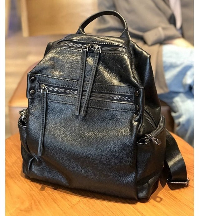 Women's Fashion Genuine Leather Retro Tide Backpacks