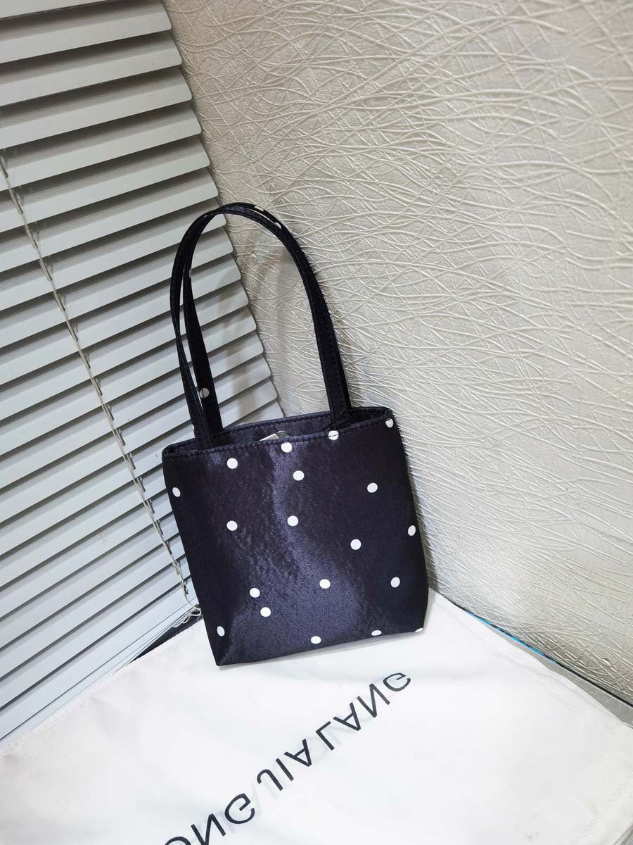 Women's Niche Retro High-grade Satin Polka Dot Tote Bags