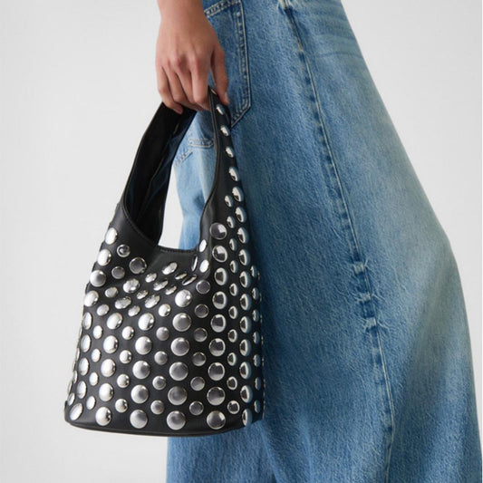 Women's Innovative Rivet Fashion Commuter Underarm Bucket Bags