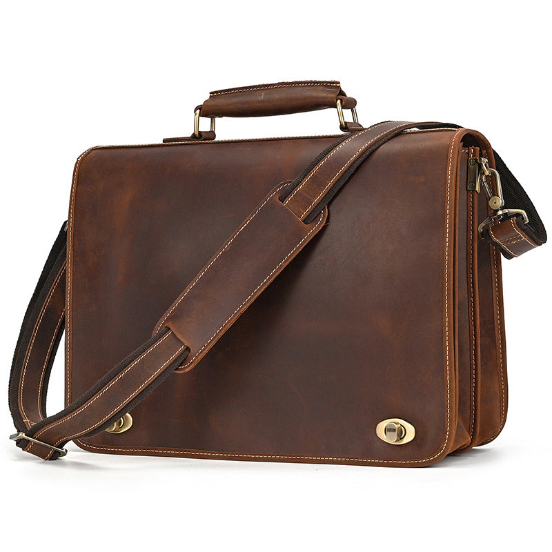 Men's Leather Business Crazy Horse Portable Cowhide Men's Briefcases