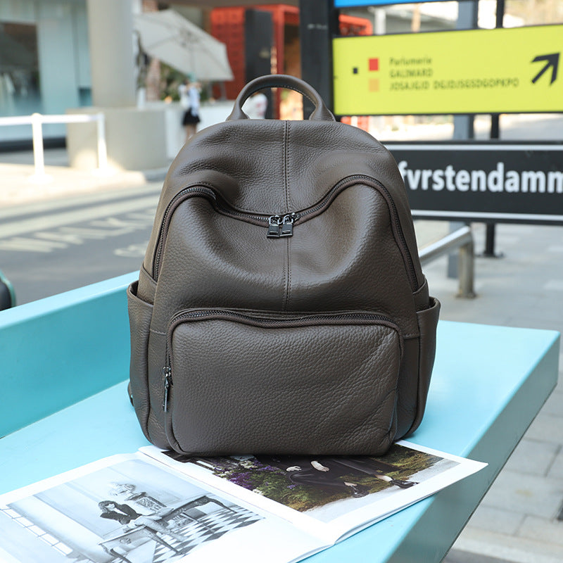 Women's Leather Soft Simple Fashion Large Capacity Backpacks