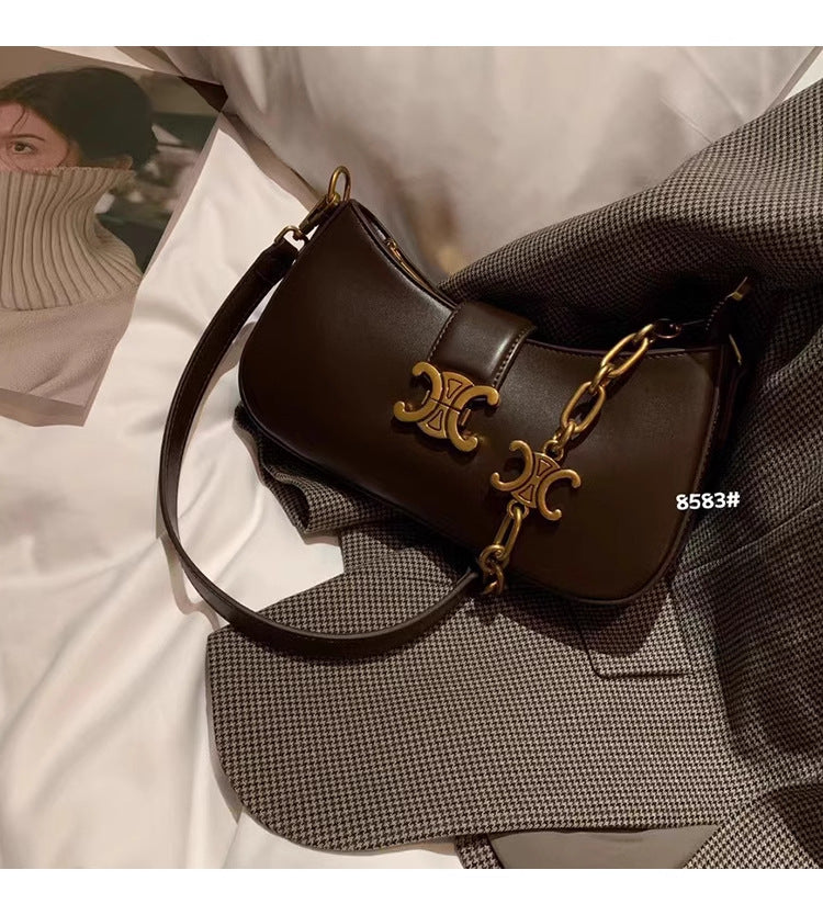 Women's Arc Underarm Genuine Leather Retro Chain Shoulder Bags
