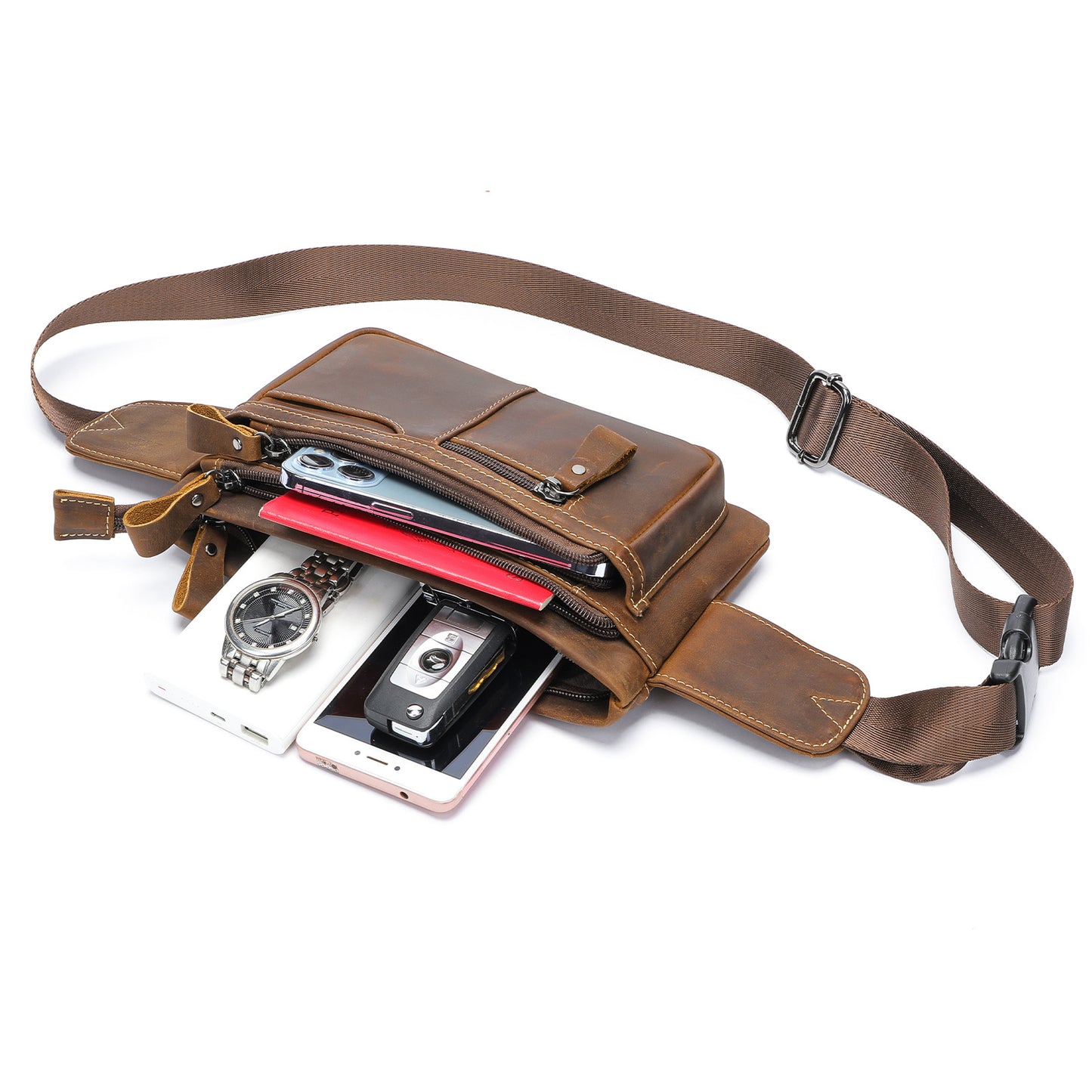 Men's Genuine Leather Retro Mobile First Layer Men's Waist Packs