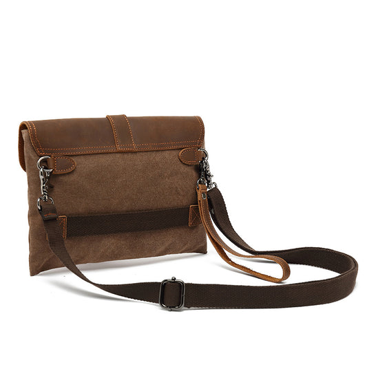 Men's Retro Leather Envelope Tide Waterproof Canvas Bags
