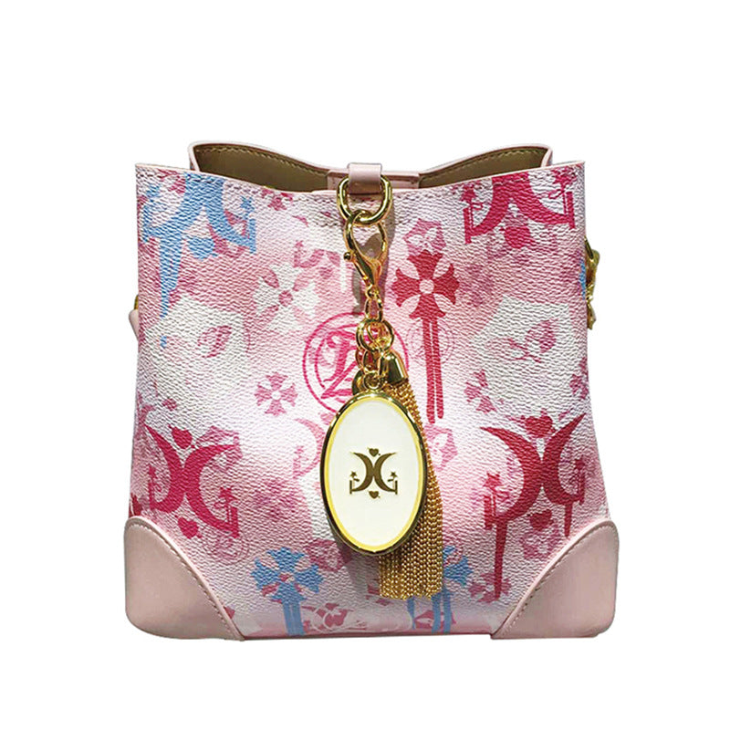 Women's Niche Iti Printing High-grade Large Capacity Bucket Bags