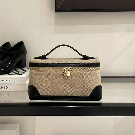 Women's Leather Box Color Collision Design Hand Crossbody Bags