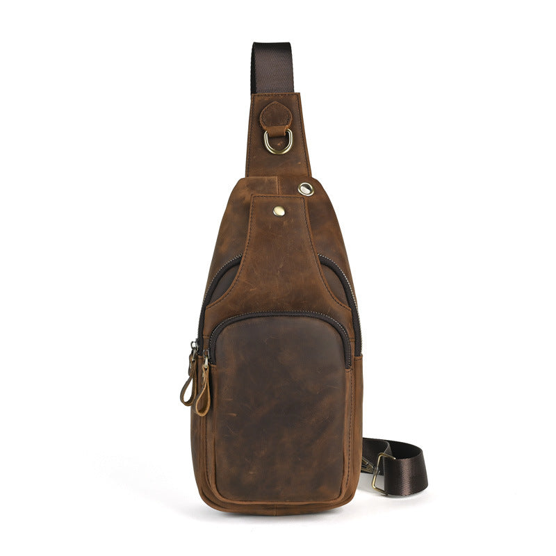 Men's Genuine Leather Retro Crazy Horse Top Men's Chest Bags