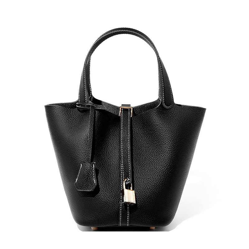 Women's Genuine Leather Versatile Classic Vegetable Basket Bucket Bags