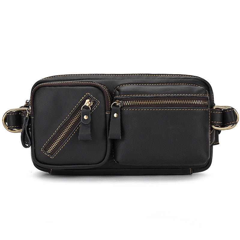 Men's Leather Retro Crazy Horse Mobile Men's Chest Bags