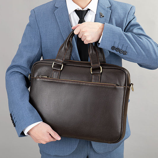 Men's Genuine Leather Horizontal File Cowhide Business Men's Briefcases