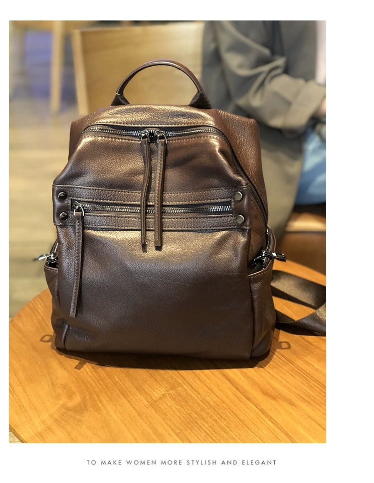 Women's Fashion Genuine Leather Retro Tide Backpacks