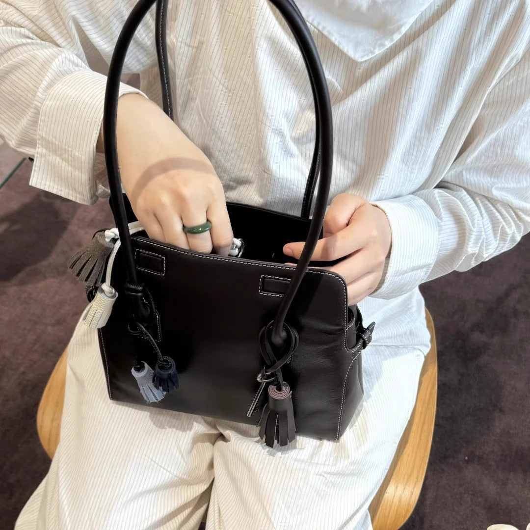 Genuine Leather High-grade Retro Portable Red Bags