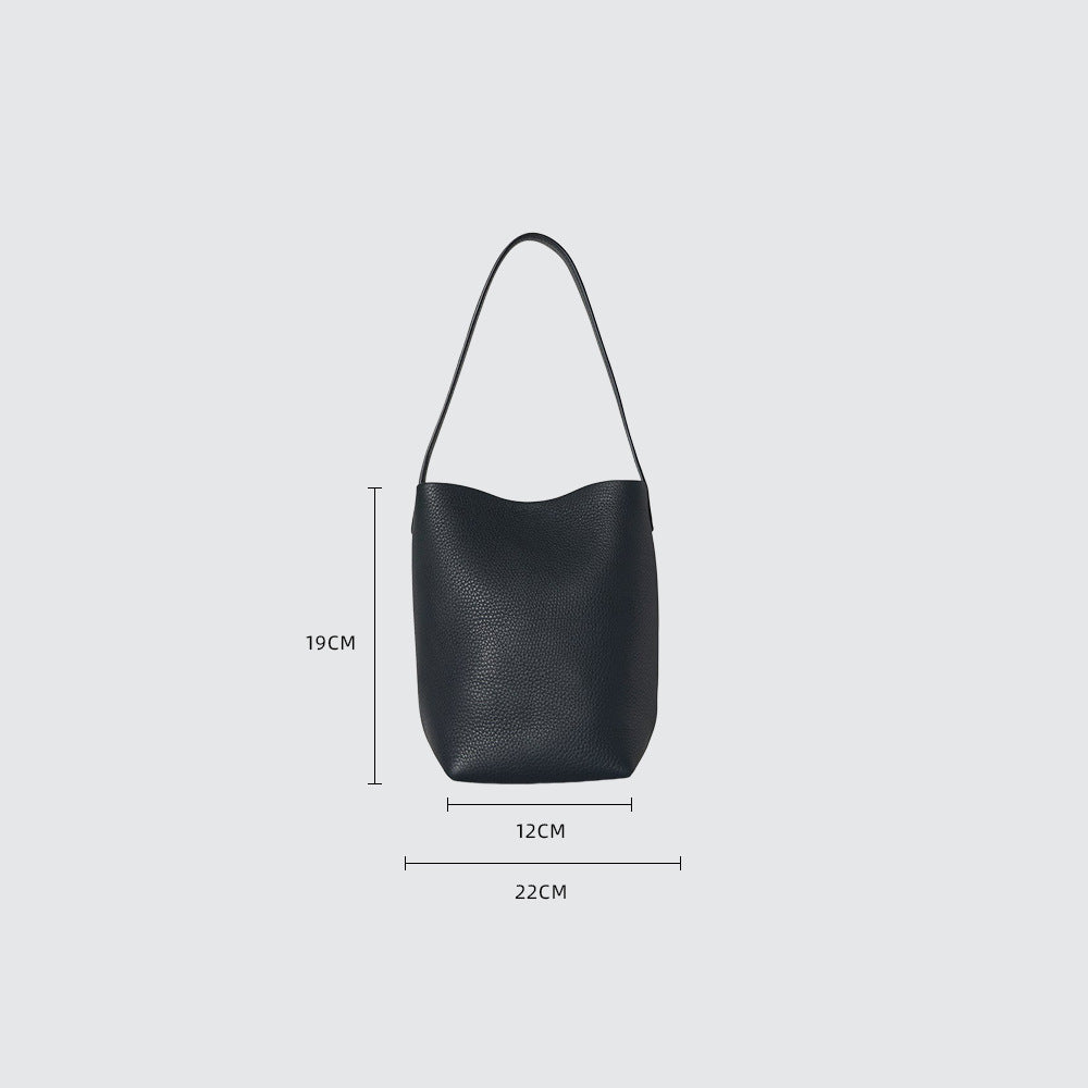 Cowhide Lychee Pattern Large Capacity Commuter Bucket Bags