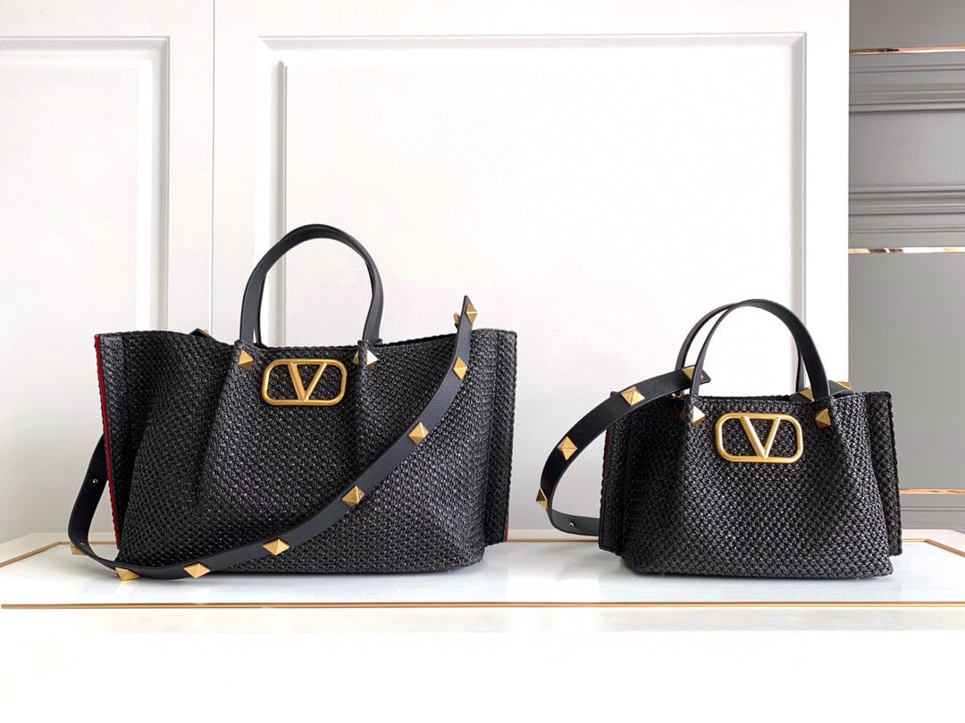 Women's Retro Portable Shopping Woven Genuine Leather Crossbody Bags