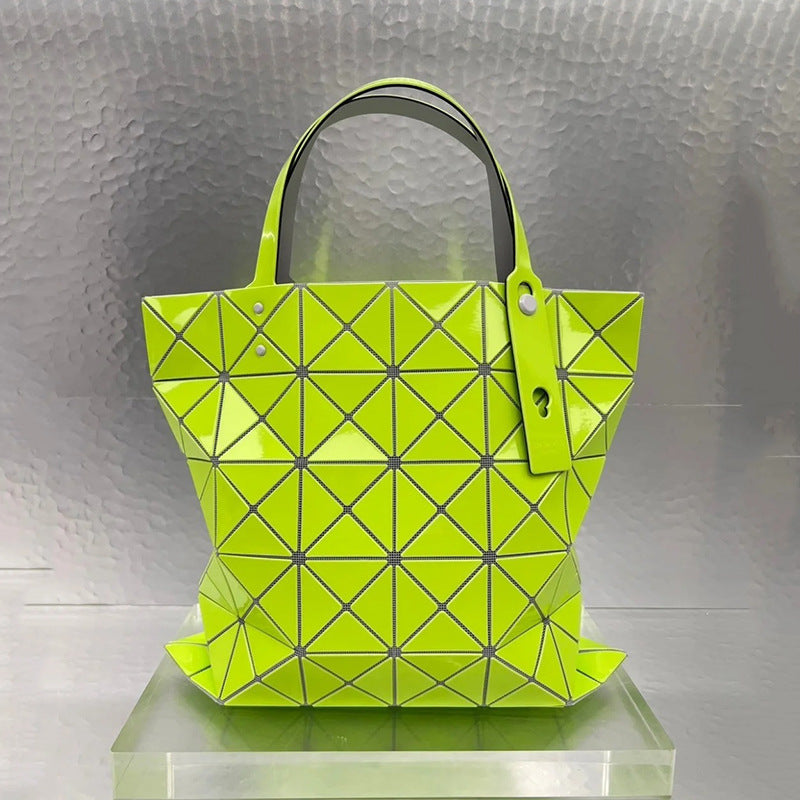 Women's Gray Bottom Glossy Six Grid Fashion Commuter Shoulder Bags