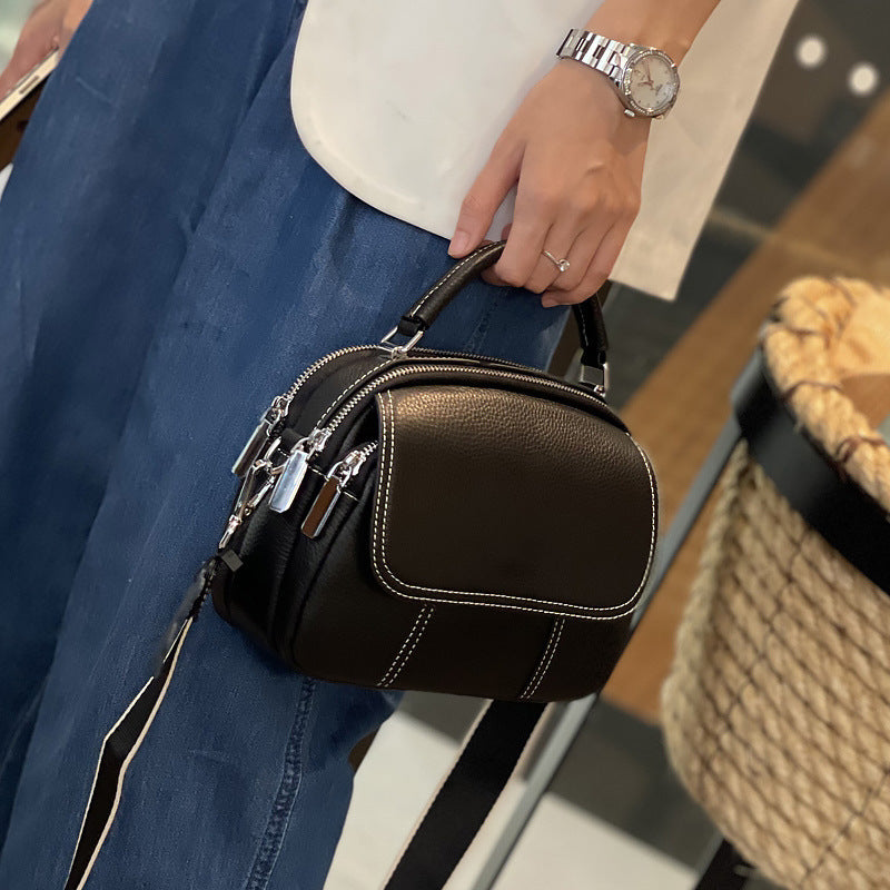 Women's Leather Fashionable Large Capacity First Layer Shoulder Bags