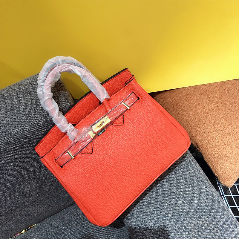 Fashion Classy Litchi Grain Latch Big Handbags