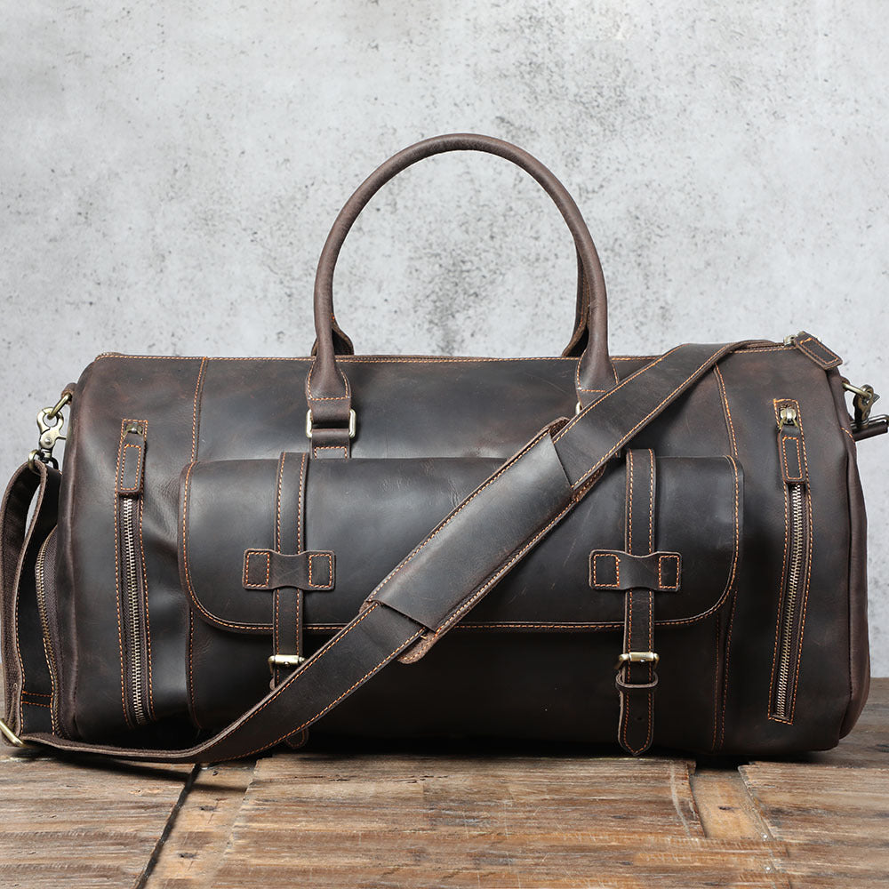 Men's Large Capacity First Layer Leather Vintage Travel Bags