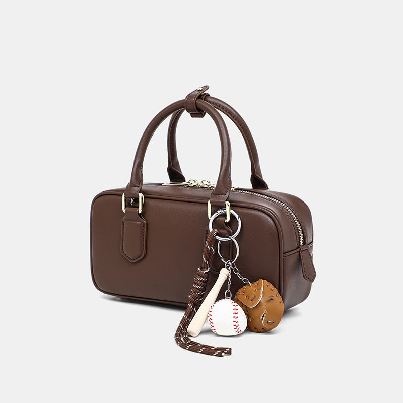 Women's Creative Summer Genuine Leather Bowling Shoulder Bags