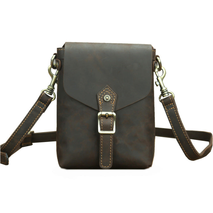 Men's Layer Cowhide Mini Durable Retro Crazy Men's Messenger Bags