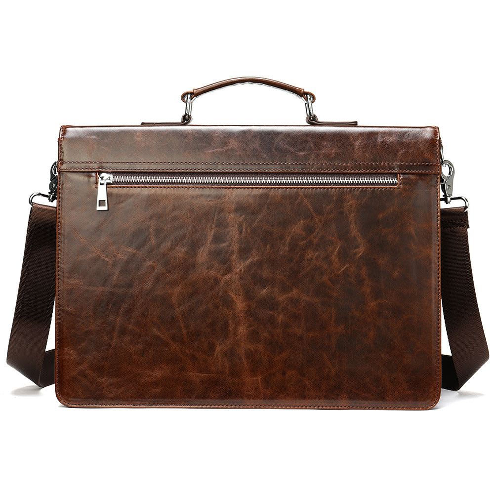 Men's Leather Business Retro Oil Wax Skin Men's Briefcases