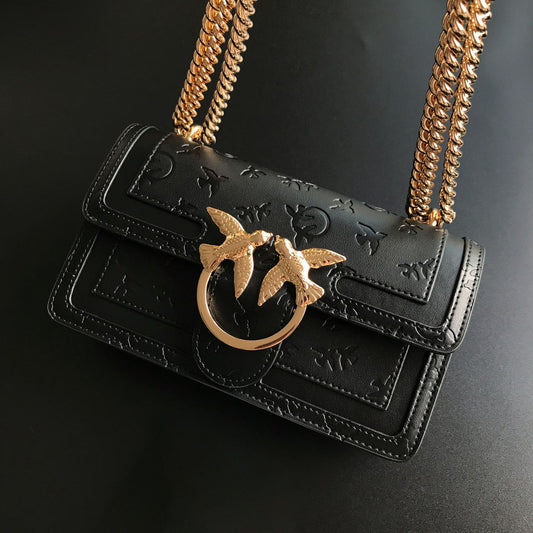 Women's Genuine Leather High Quality Embossed Chain Armpit Bags