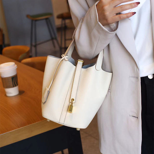 Women's Cowhide Genuine Leather Vegetable Basket Commuter Bags