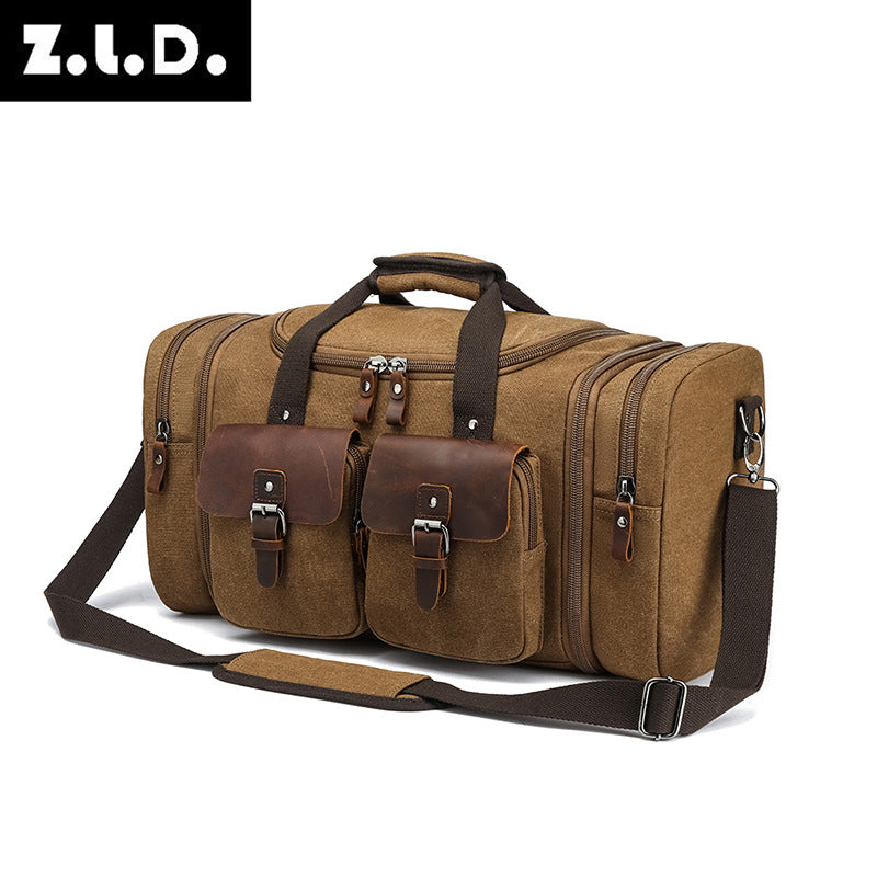 Cool Adjustable Canvas Crazy Horse Leather Travel Bags