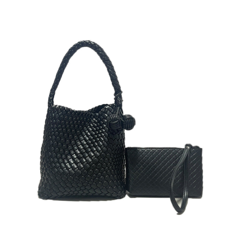 Hand-woven Double Ball Portable Fashion Vegetable Bucket Bags