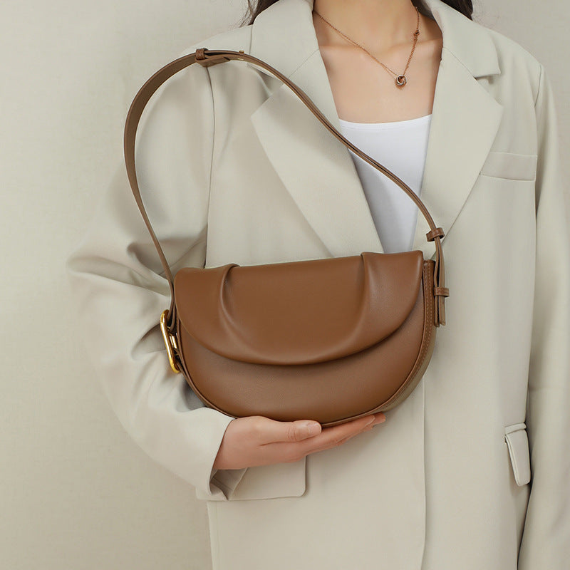 Women's One Niche Cowhide Pleated Underarm Saddle Bags