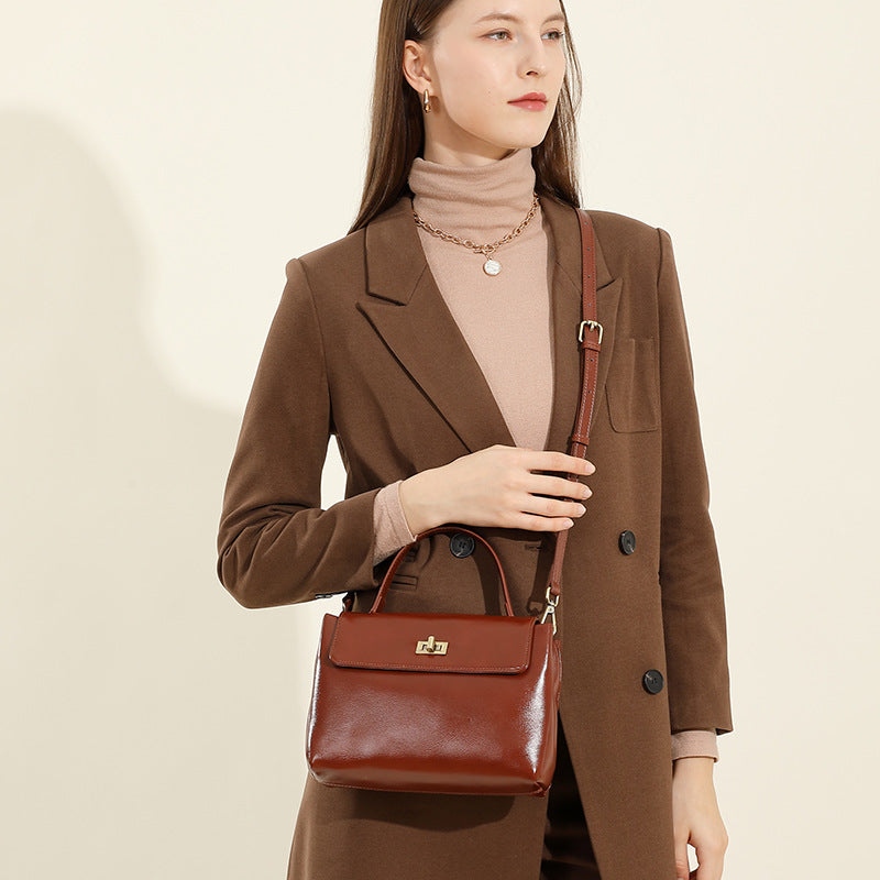 Women's Genuine Leather Advanced Texture Fashion Commuter Crossbody Bags