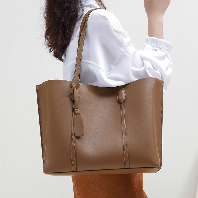 Women's Summer Capacity Genuine Leather High Sense Tote Bags