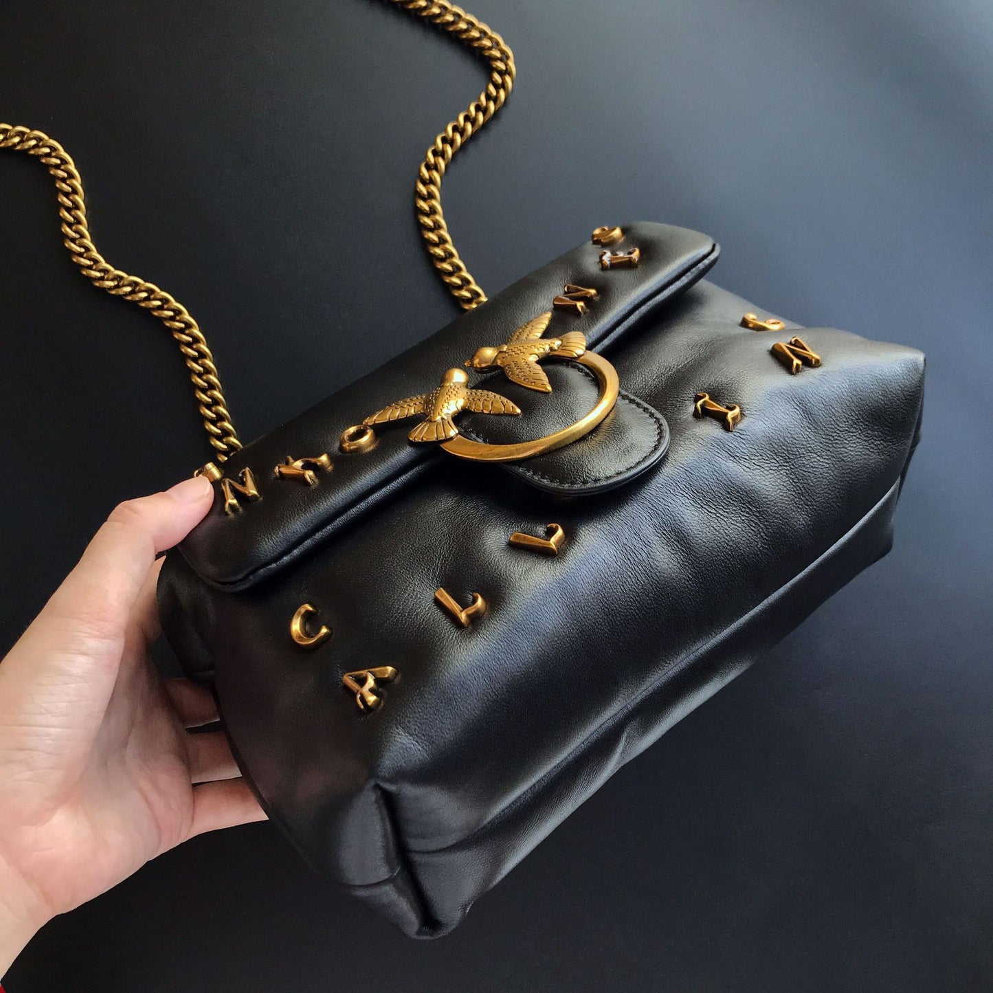 Quality Sheepskin Letter Puff Pillow Chain Shoulder Bags
