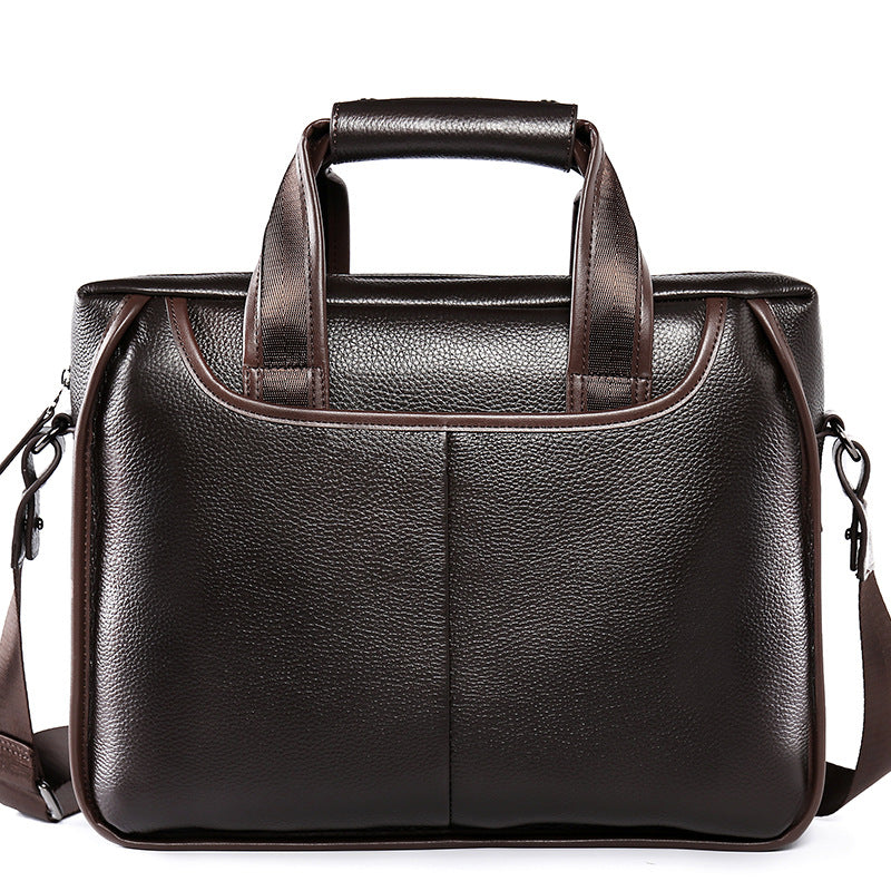 Men's Message Horizontal First Layer Litchi Pattern Men's Briefcases