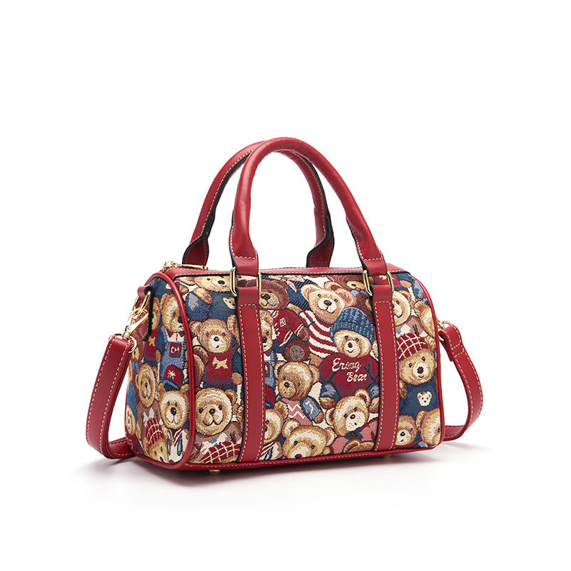 Women's Bear Boston Fan Little Canvas Handbags