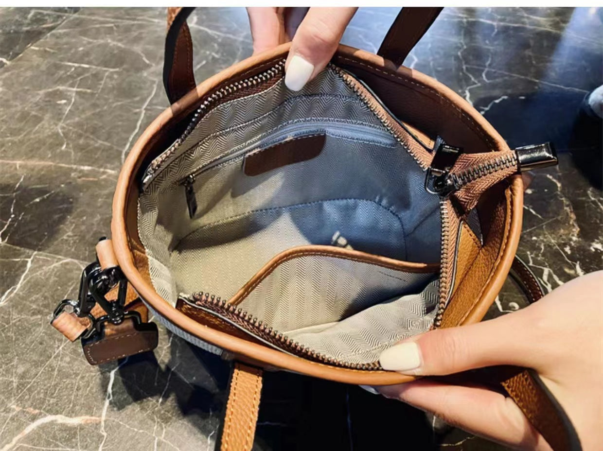 Cloth With First Layer Cowhide Cross Body Pouch Crossbody Bags