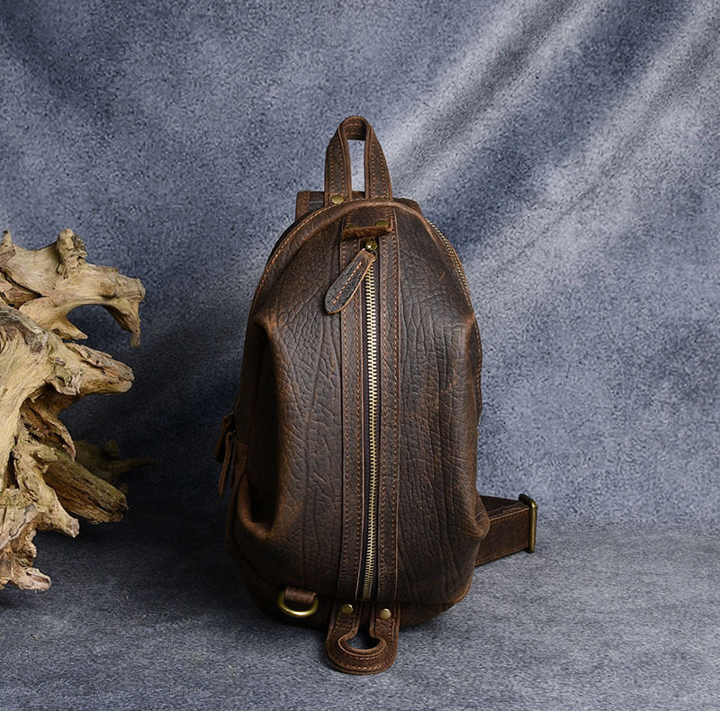 Men's Leather Genuine First Layer Cowhide Personalized Men's Chest Bags