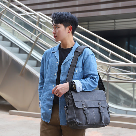 Men's Trendy Retro Leather Simple Document Men's Shoulder Bags