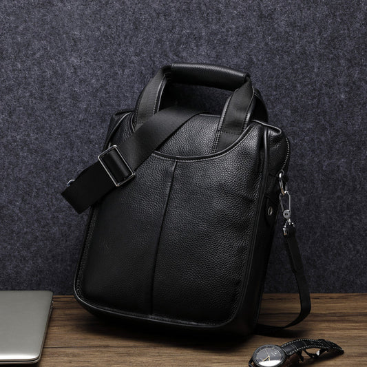 Men's Genuine Leather Business Vertical Cowhide Large Men's Shoulder Bags