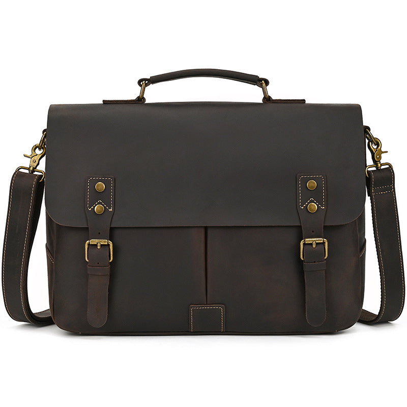 Leather Inch Computer Crazy Horse First Men's Briefcases