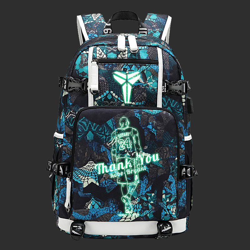 Men's Black Mamba Basketball Thermal Transfer Printing Backpacks