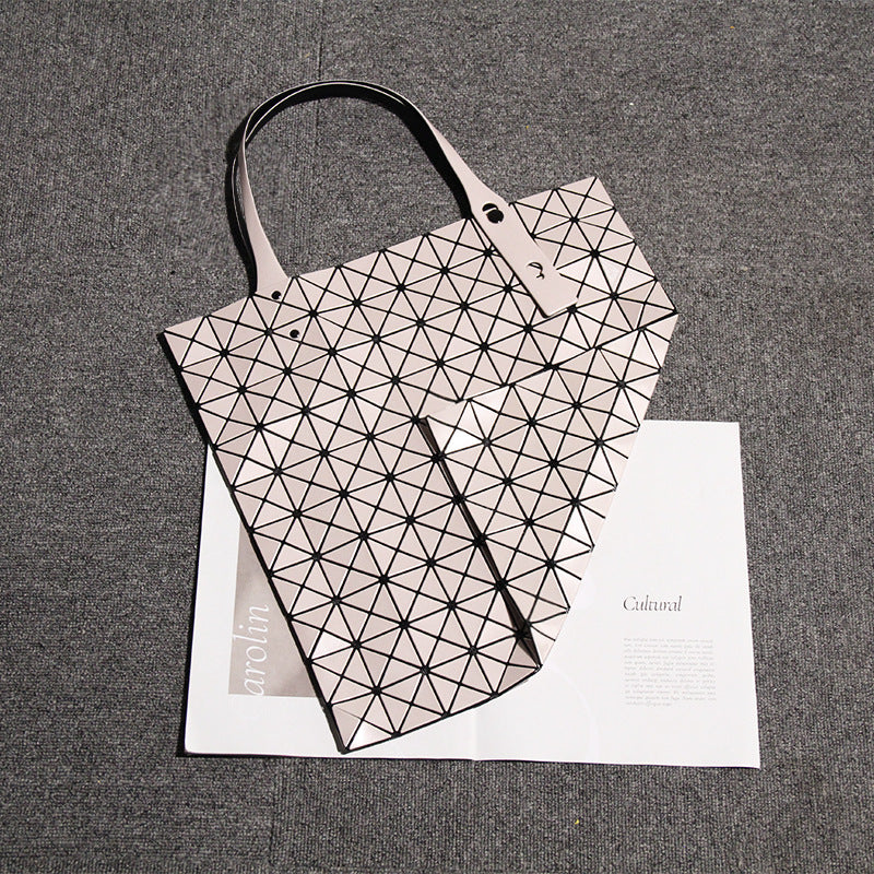 Laser Stitching Geometric Diamond Pattern Grid Portable Large Shoulder Bags