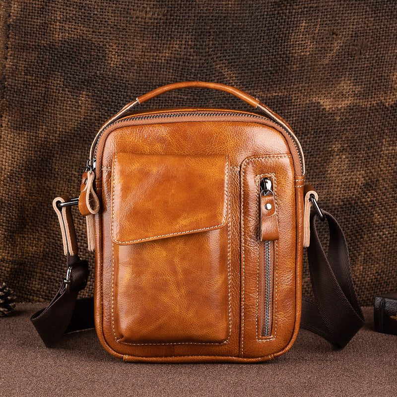 Men's Oil Wax Leather Retro First Layer Men's Shoulder Bags