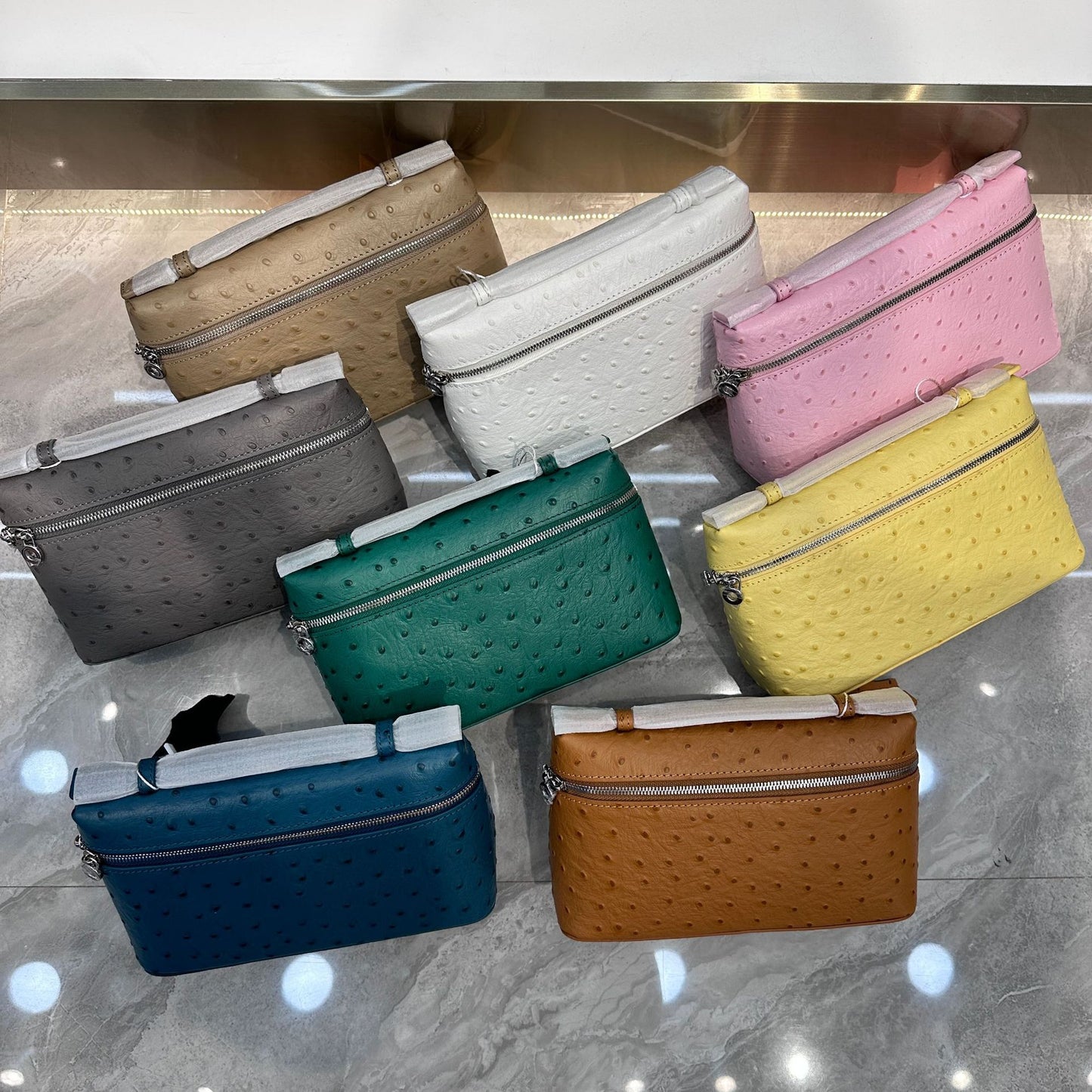 Women's Genuine Leather Lunch Box Kelly Lychee Pattern Shoulder Bags