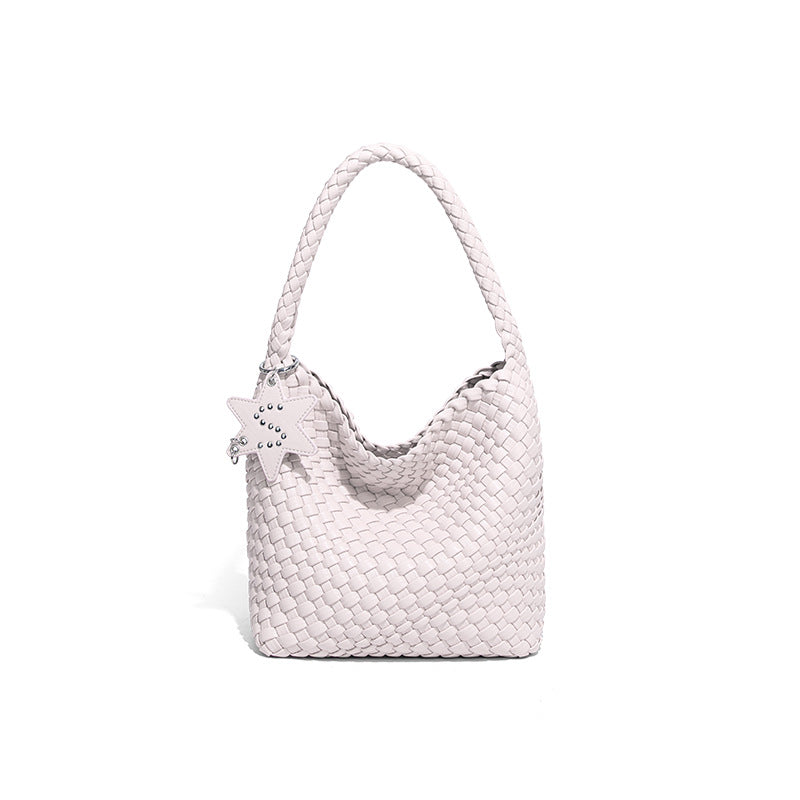 Women's Live Broadcast Champagne Gold Woven Large Shoulder Bags